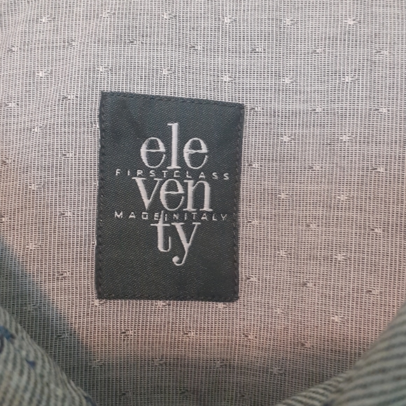 Eleventy Dress Shirt GRAY/blue Made in Italy Men Designer buttoned shirt 17/L - Picture 7 of 8